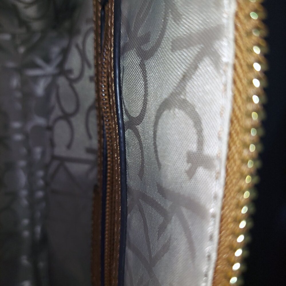 Calvin Klein Janae Orchid Logo Print Satchel in Brown - Picture 7 of 7